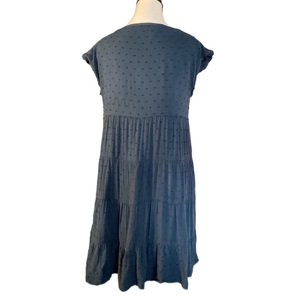 $10$ add on SOCIALITE- navy blue Swiss dot tiered babydoll mini dress.  small - Picture 4 of 9